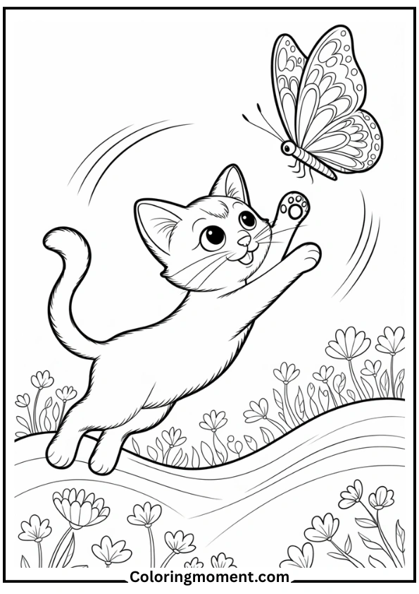Cat Chasing a Butterfly