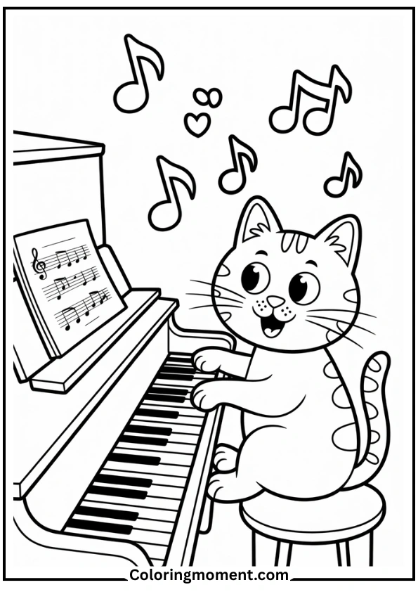 Cat Playing Piano