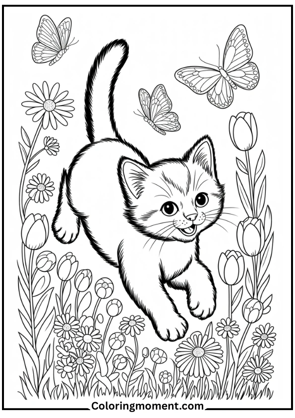 Cat Playing in a Garden
