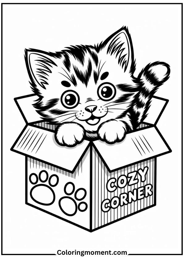 Cat with Big Eyes in a Box