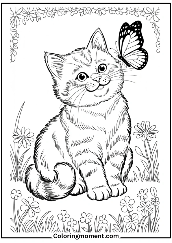 Cat with a Butterfly on Nose