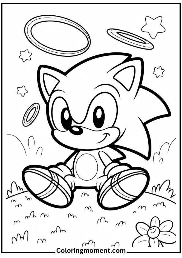Chibi Sonic Sitting and Smiling