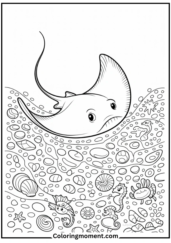 Cute Stingray on Ocean Floor