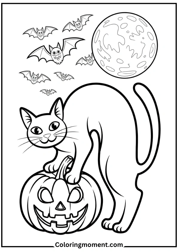 Halloween Cat with Pumpkin