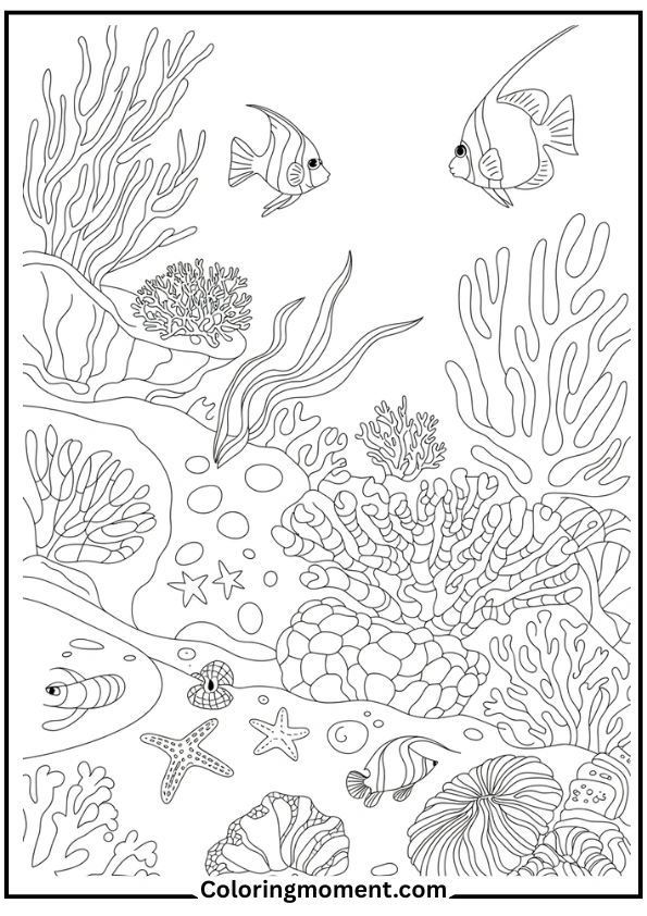 Manta Ray Over Coral