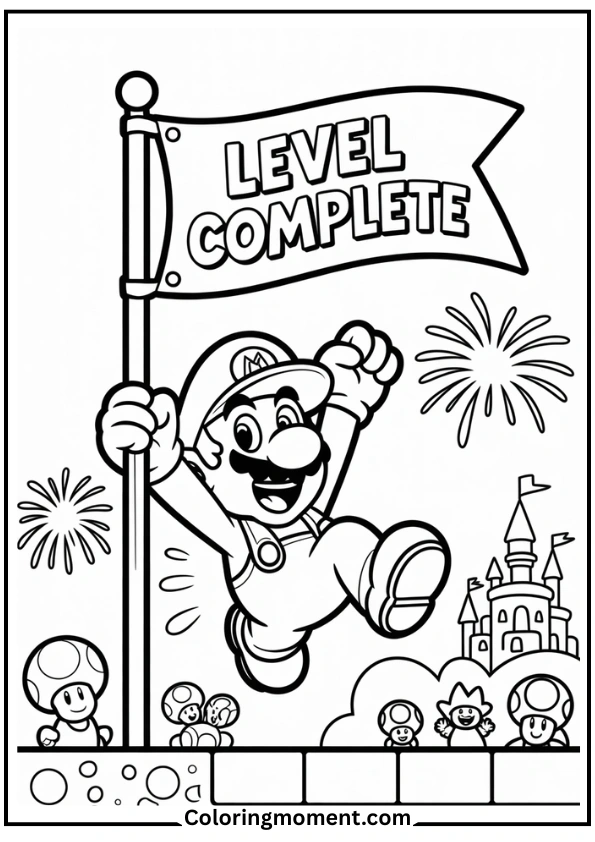 Mario Celebrating with a Flagpole