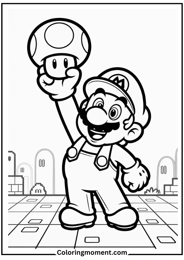 Mario Holding a Super Mushroom