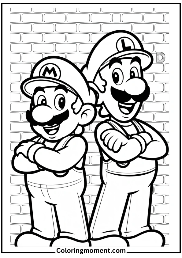 Mario and Luigi Standing Side by Side