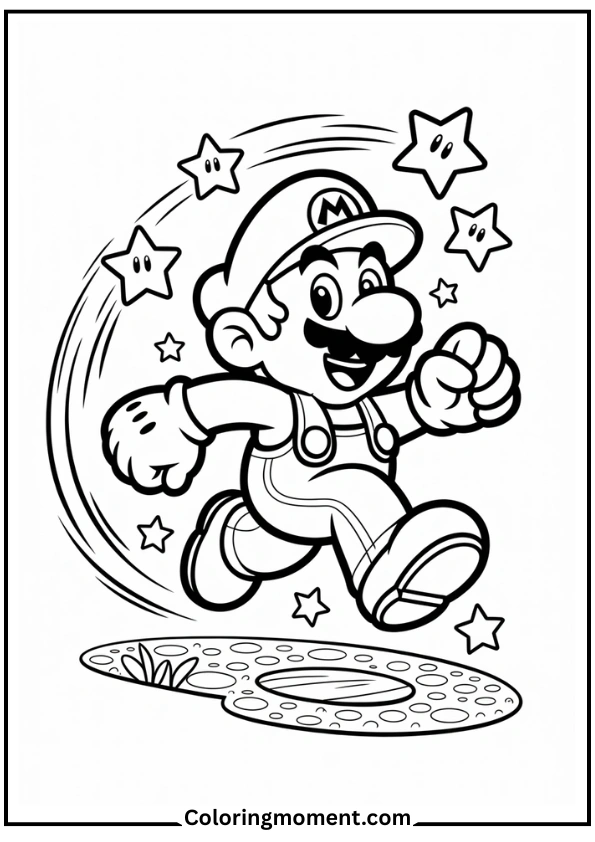 Mario with a Star Power Aura