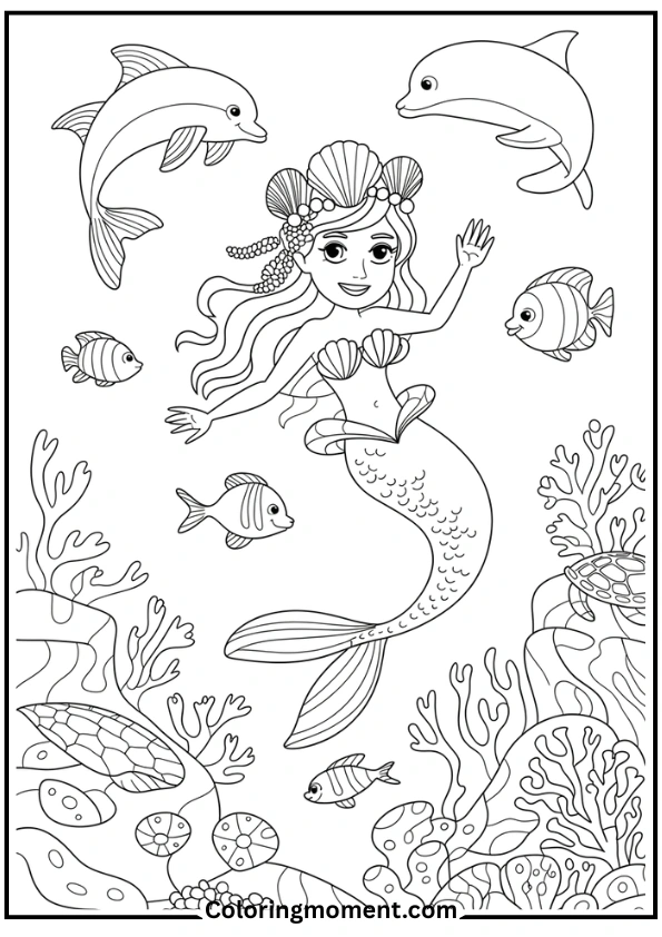 Mermaid Princess Underwater Scene