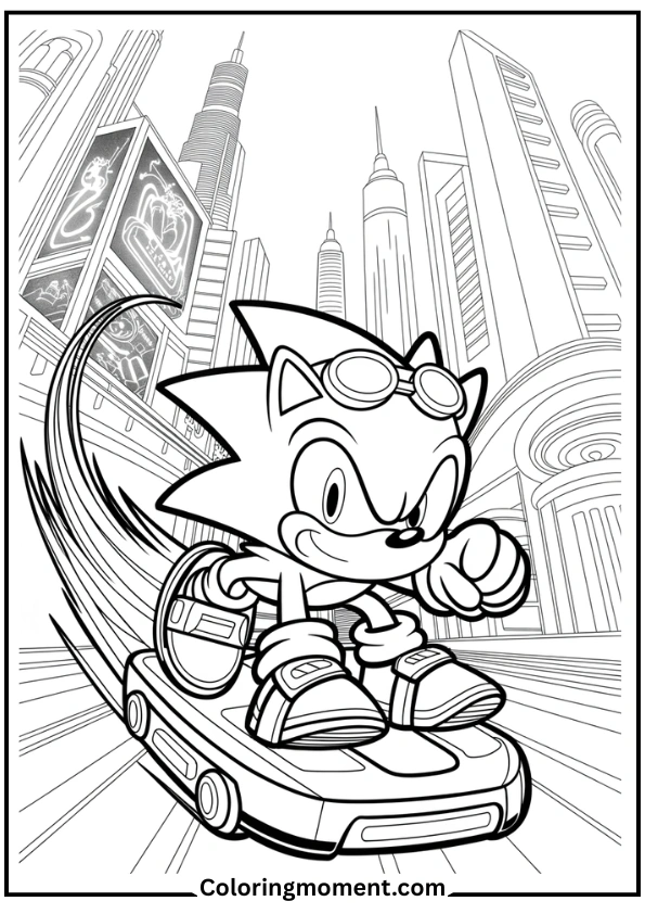 Sonic Riding a Hoverboard