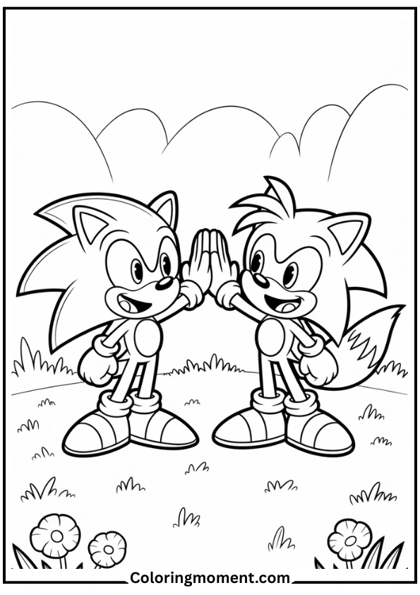 Sonic and Tails High-Fiving