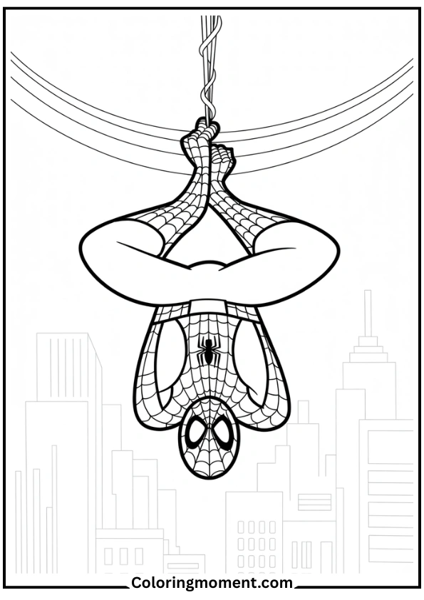 Spider-Man Hanging Upside Down
