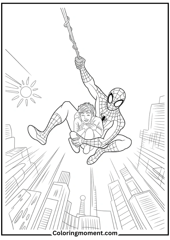 Spider-Man Rescuing a Civilian