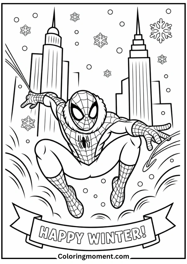 Spider-Man in Snowy Scene