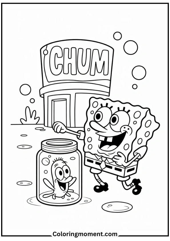 SpongeBob Playing with Plankton