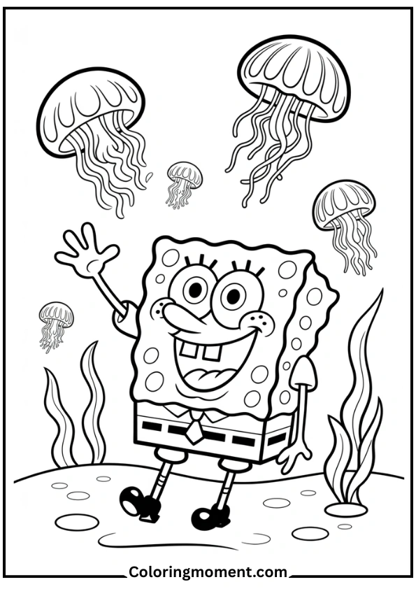 SpongeBob Smiling and Waving