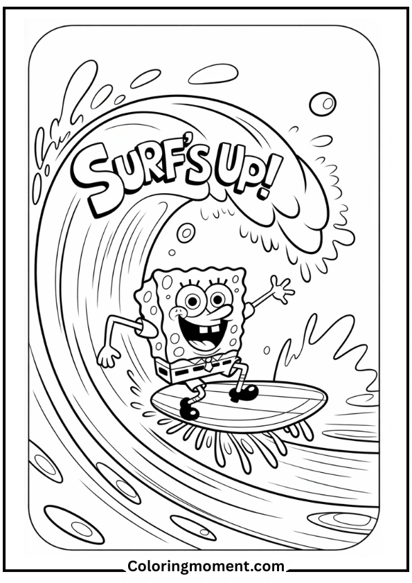 SpongeBob Surfing a Giant Wave