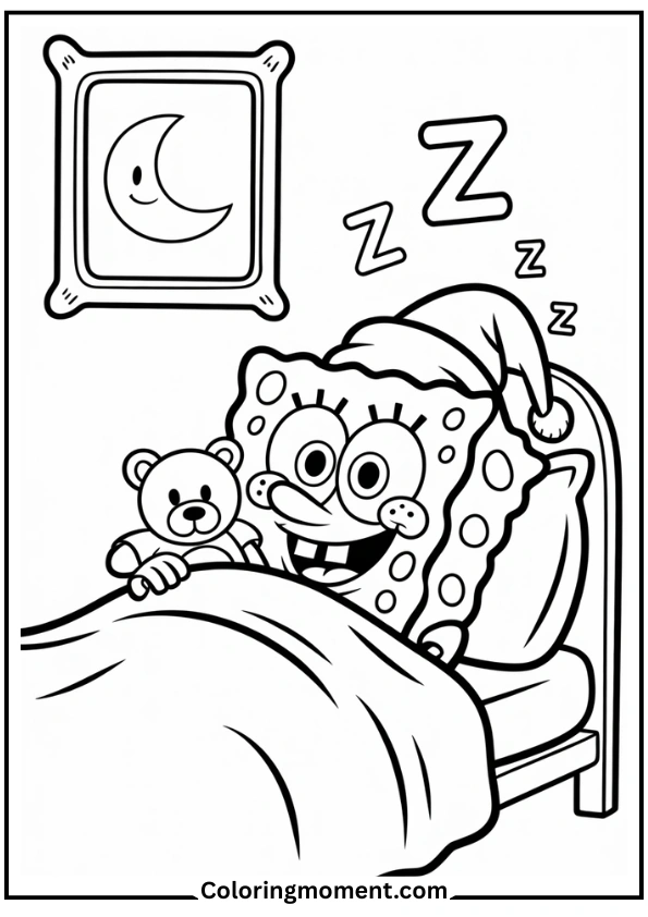 SpongeBob in Bed with Teddy Bear