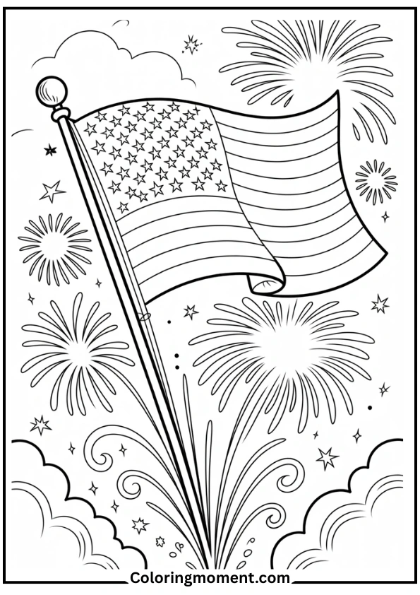 Waving Flag & Fireworks Celebration
