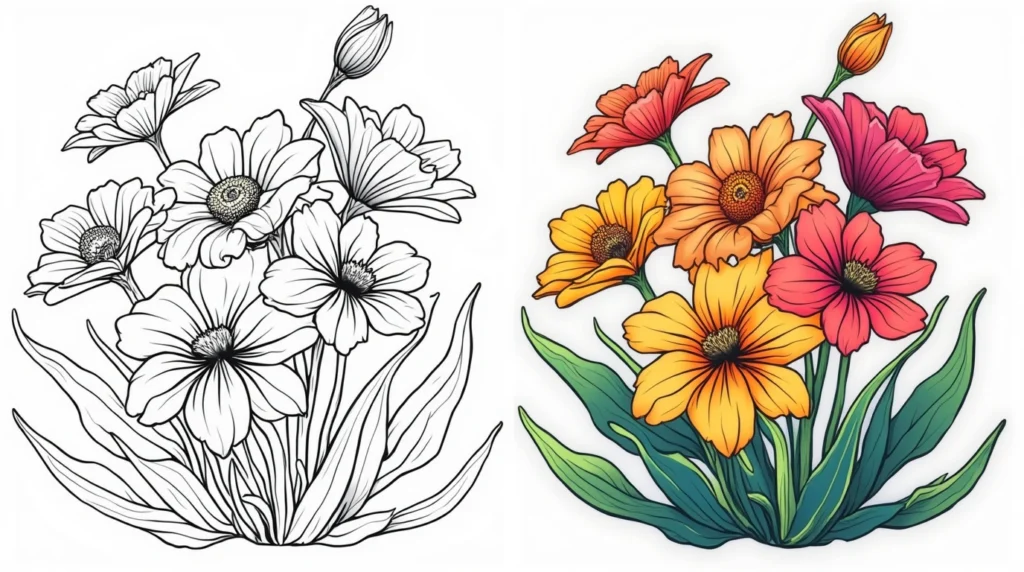 Flower coloring pages