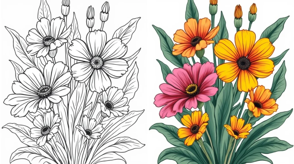 free flower coloring pages for adults