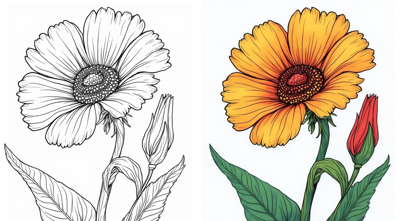Flower coloring pages for adults