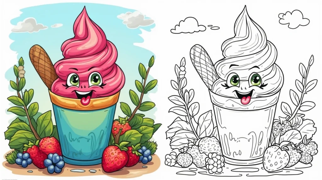 ICE CREAM COLORING PAGES