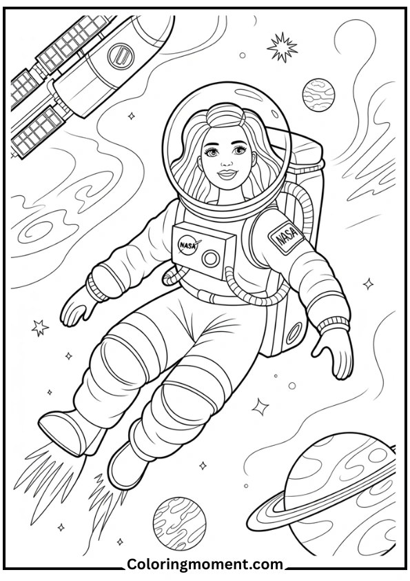 Astronaut Barbie in Space