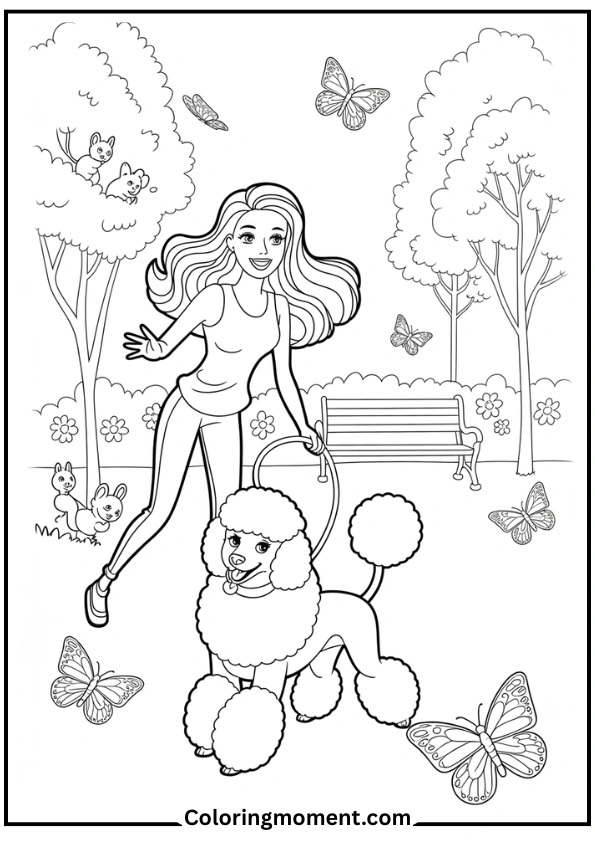 Barbie Walking Dog in Park