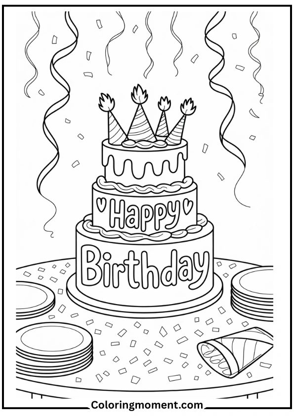 Birthday Cake on a Party Table