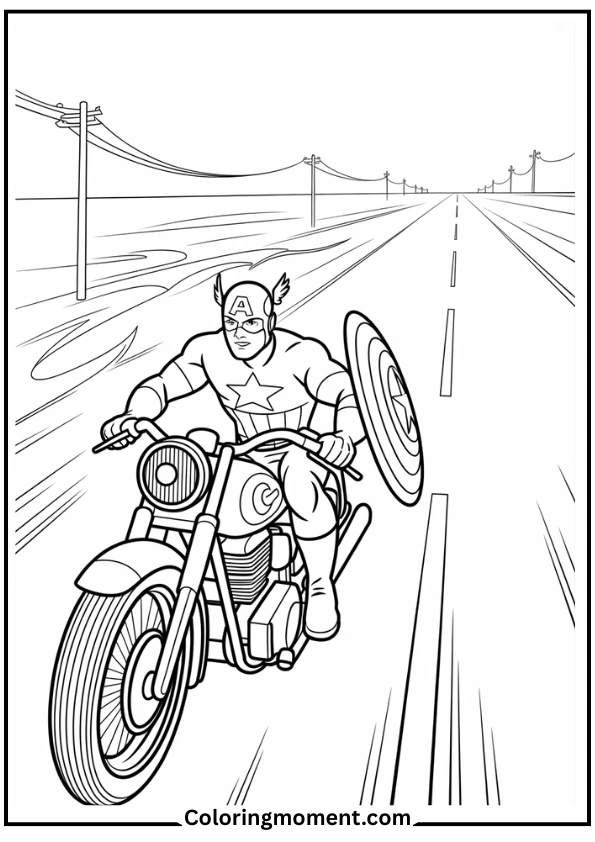 Captain America on His Motorcycle