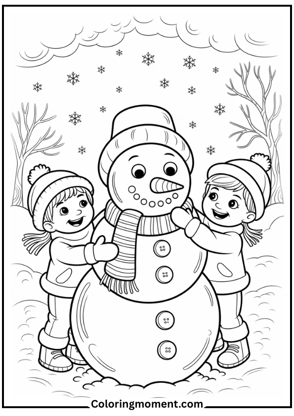 Children building a snowman