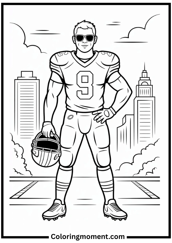 Cool Football Player Pose Coloring Page