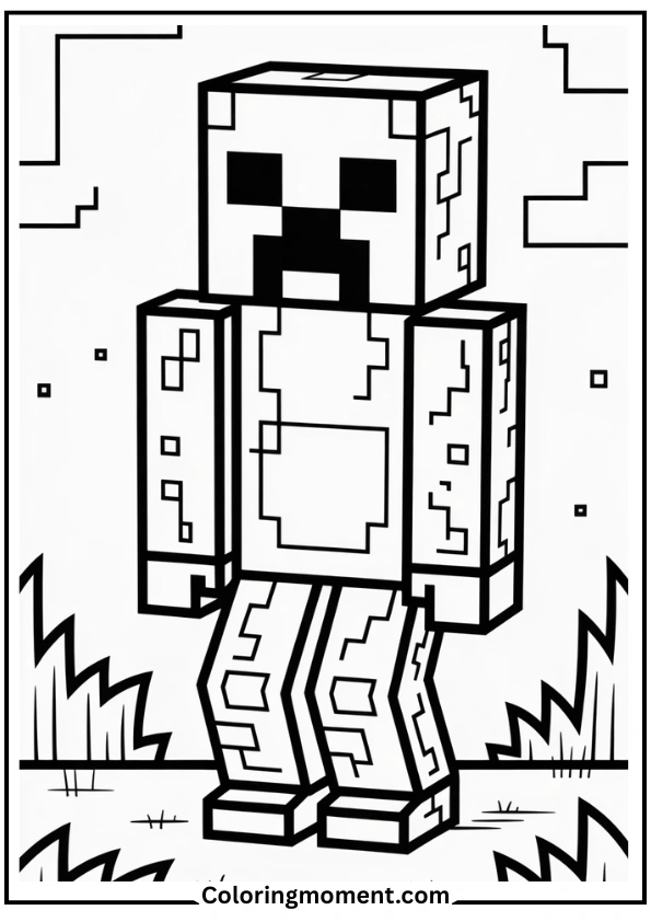 Creeper Close-Up Coloring Page