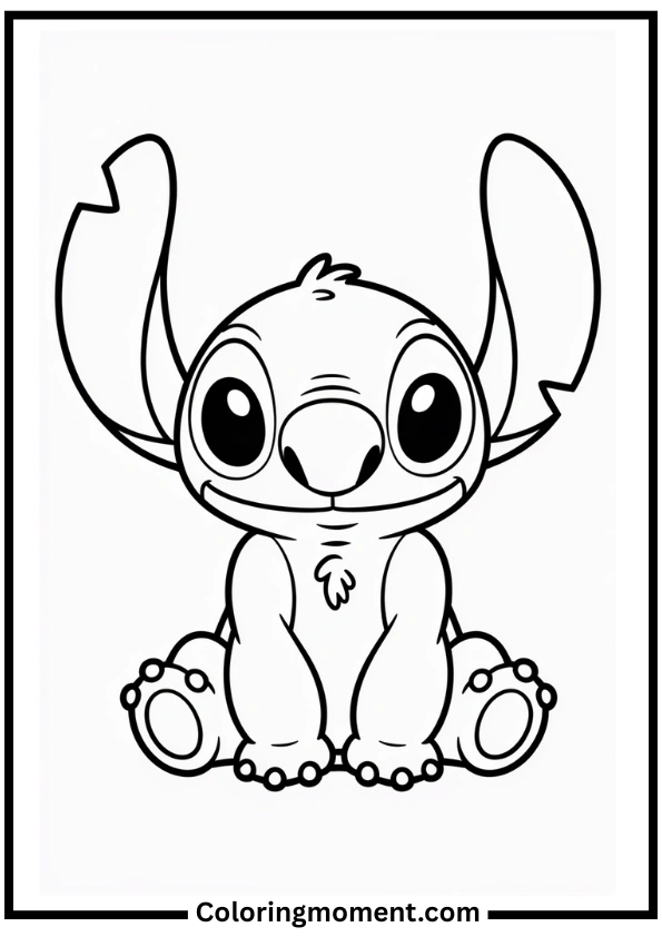 Cute Stitch Smiling Coloring Page