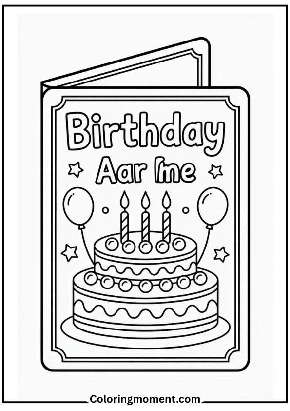 DIY Birthday Card Template Coloring Page