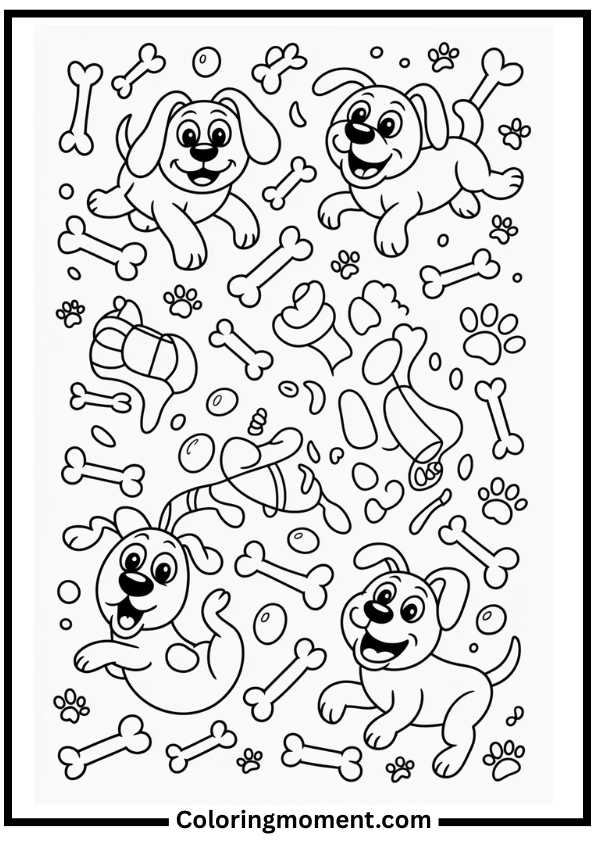 Dog Bone Bonanza Coloring Page