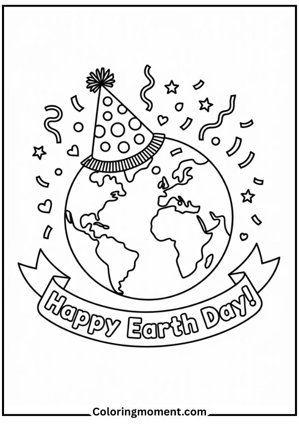 Earth Wearing a Party Hat for Earth Day