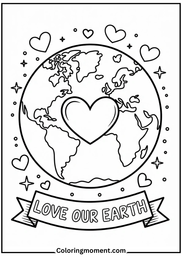 Earth with a Heart in the Center