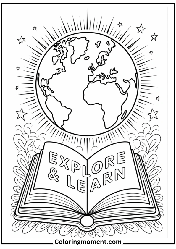 Earth with an Open Book Underneath