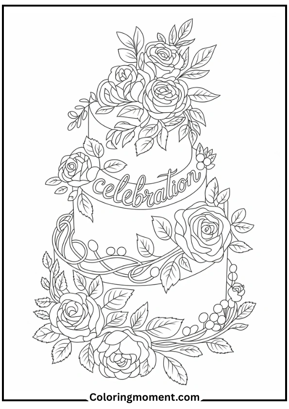 Elegant Floral Birthday Cake