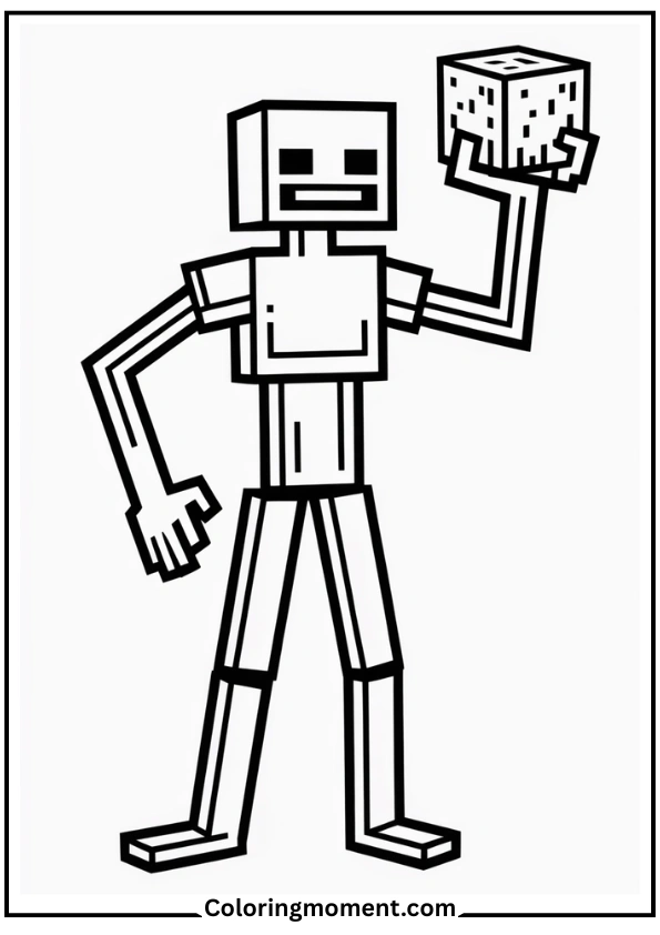 Enderman Holding a Block Coloring Page
