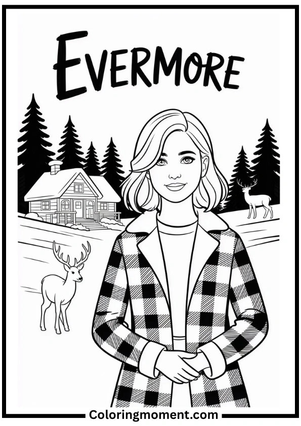 Evermore Cabin Scene Coloring Page