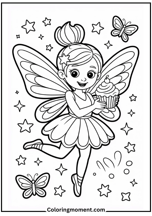 Fairy Birthday Coloring Page