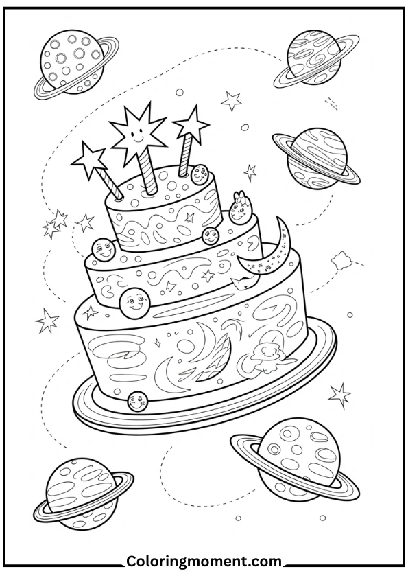 Galaxy Birthday Cake Design