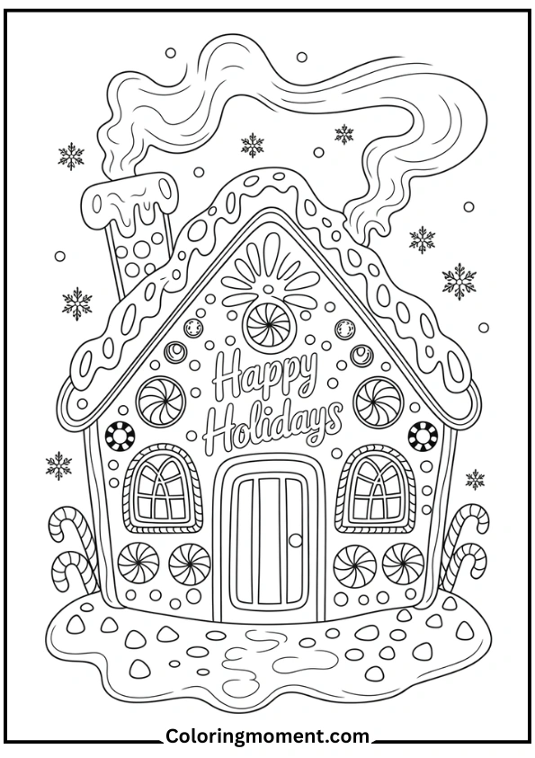 Gingerbread house covered in candy