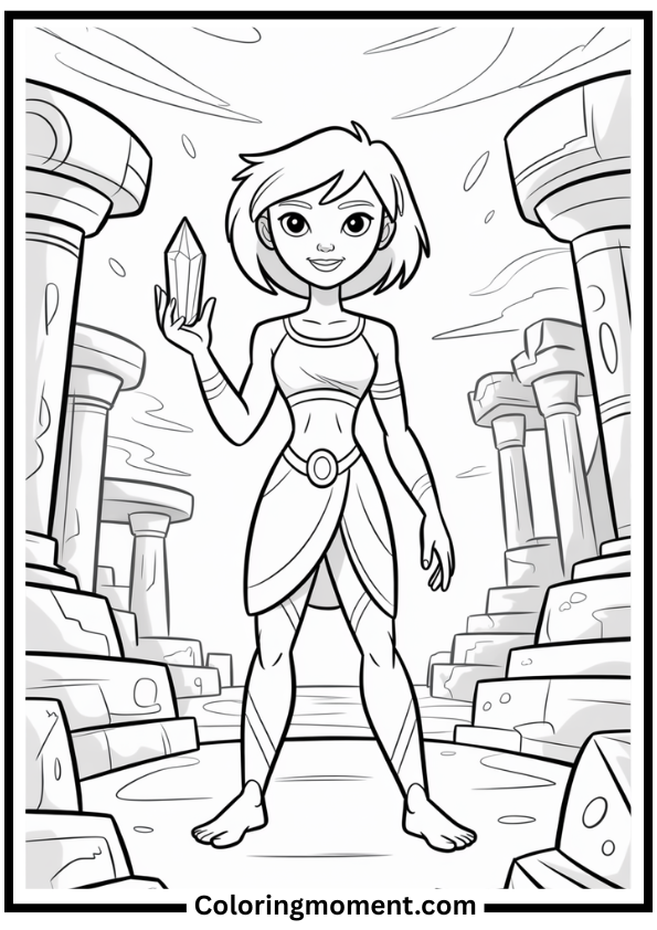 Kida with Crystal Coloring Page