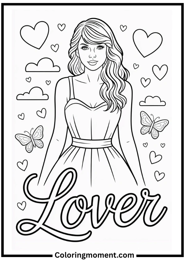 Lover Era Aesthetic Coloring Page