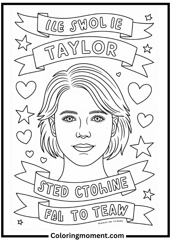 Lyrics Collage Coloring Page